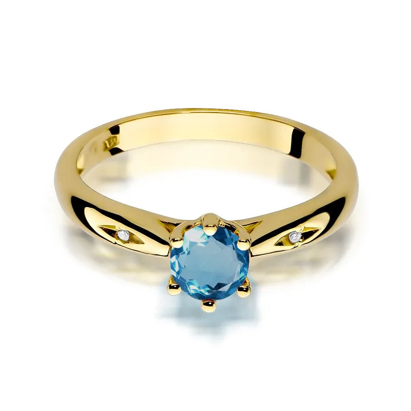 zlatý prsteň s 0,50 ct topásom london blue a 0,01 ct diamantmi w0074-tol-01