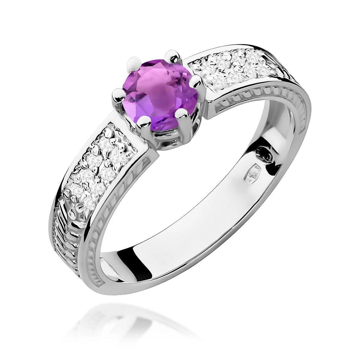 zlatý prsteň s 0,50 ct ametystom a diamantmi w0075-amv-01