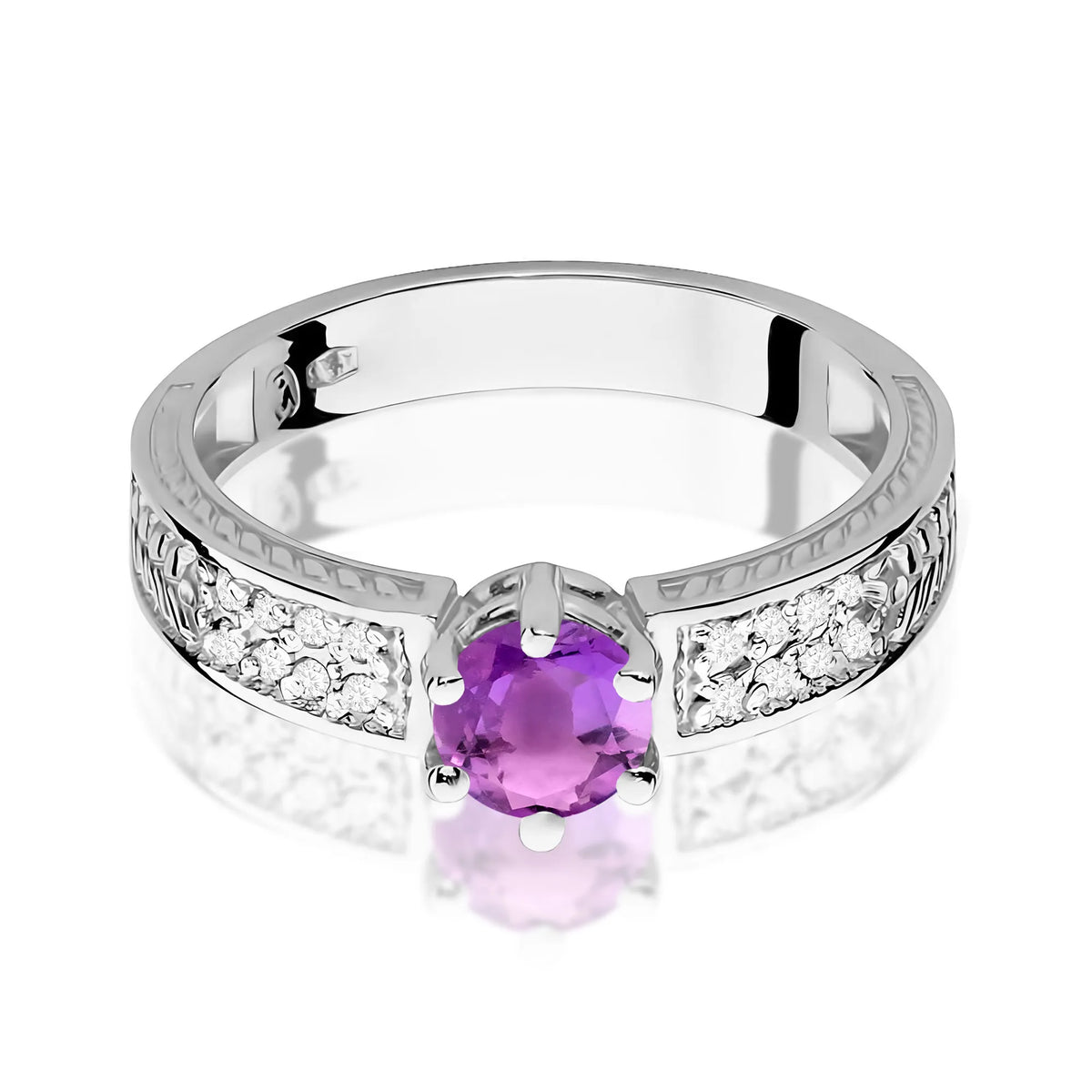 zlatý prsteň s 0,50 ct ametystom a diamantmi w0075-amv-01