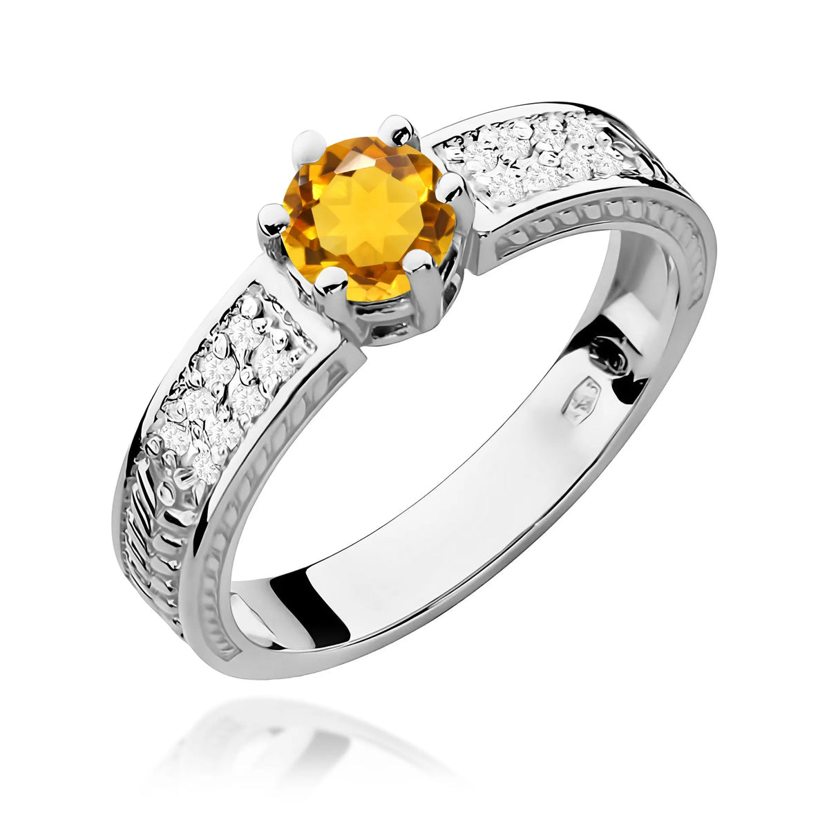 zlatý prsteň s 0,50 ct citrínom a diamantmi w0075-ciy-01