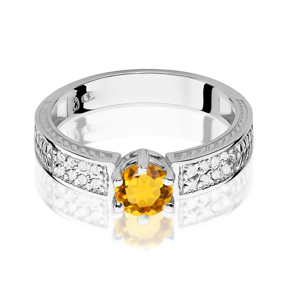 zlatý prsteň s 0,50 ct citrínom a diamantmi w0075-ciy-01
