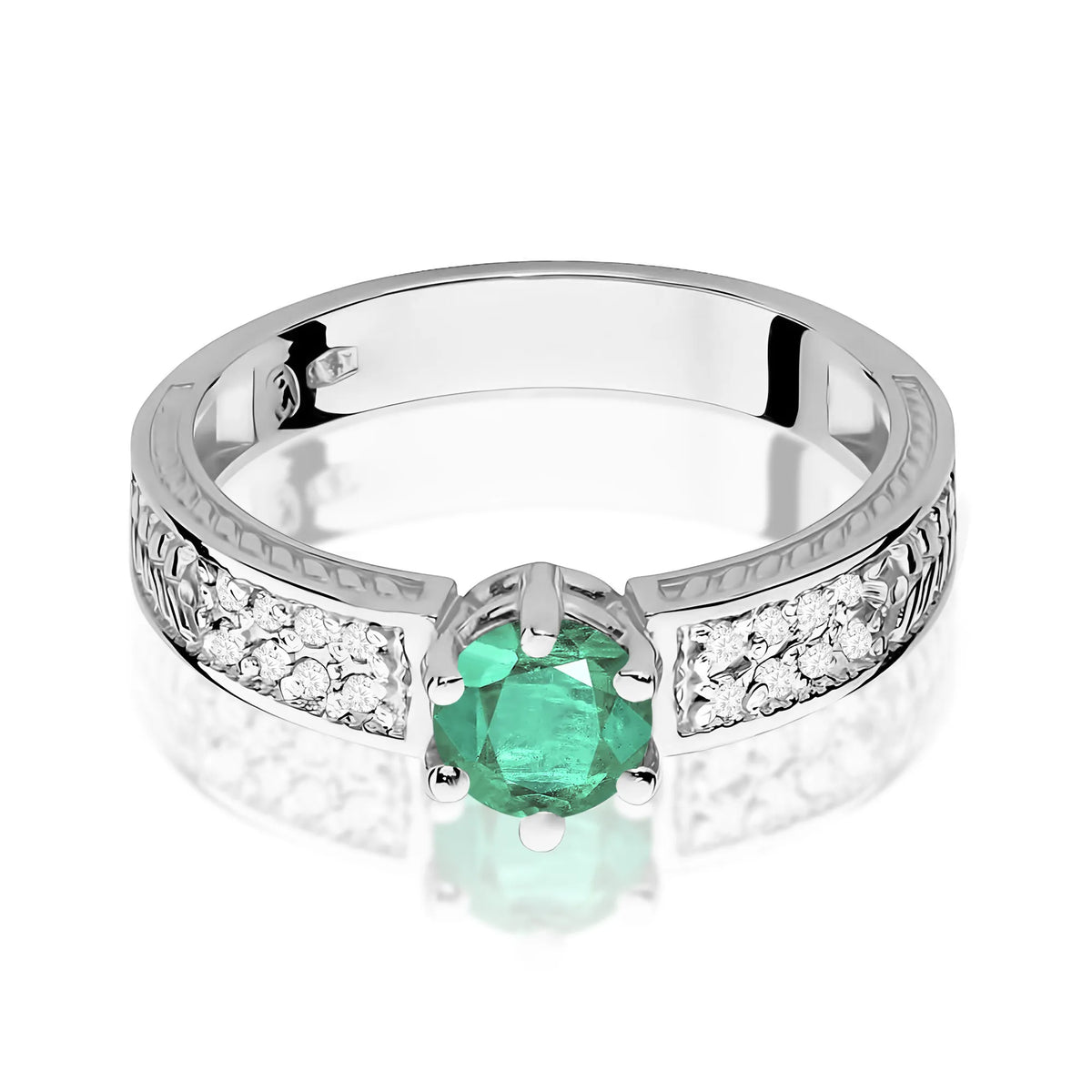 zlatý prsteň s 0,50 ct smaragdom a diamantmi w0075-emg-01