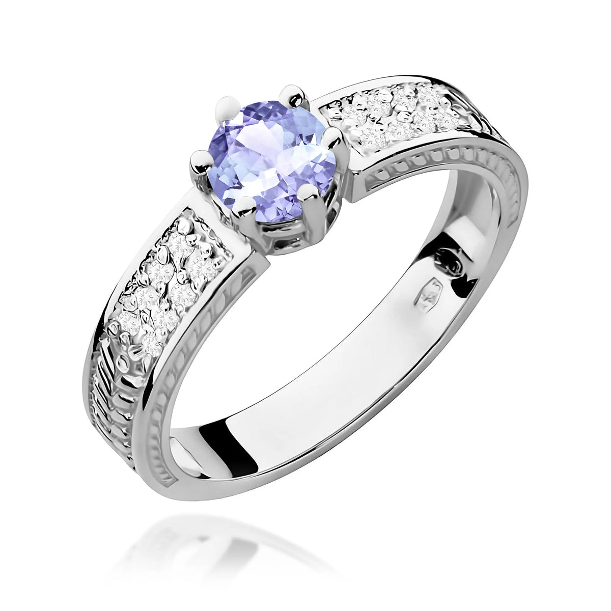 zlatý prsteň s 0,50 ct tanzanitom a diamantmi w0075-tap-01