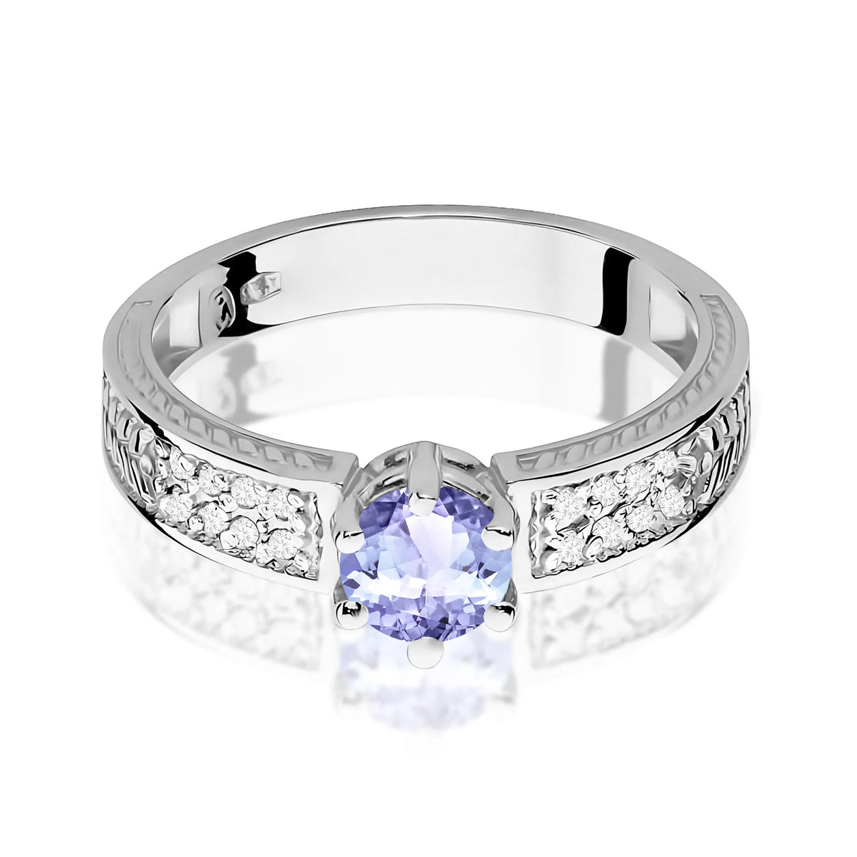 zlatý prsteň s 0,50 ct tanzanitom a diamantmi w0075-tap-01