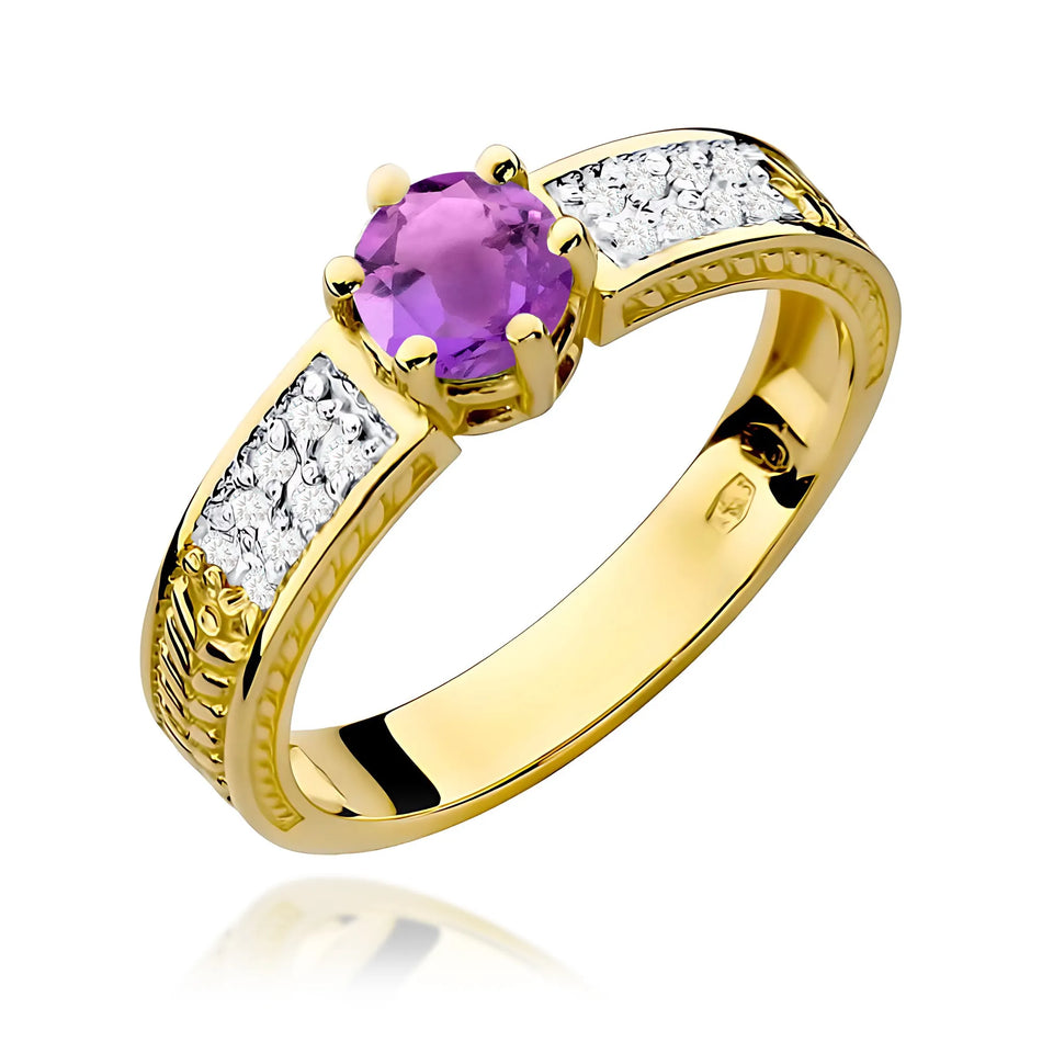 zlatý prsteň s 0,50 ct ametystom a diamantmi w0075-amv-01
