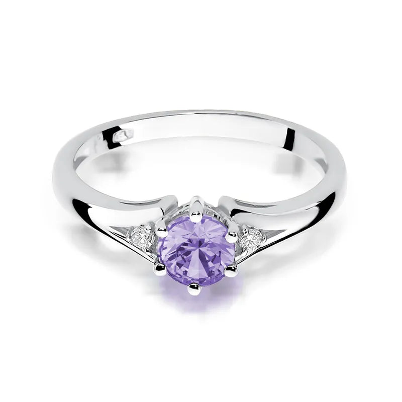 zlatý prsteň s 0,50 ct ametystom a diamantmi w0076-amv-01