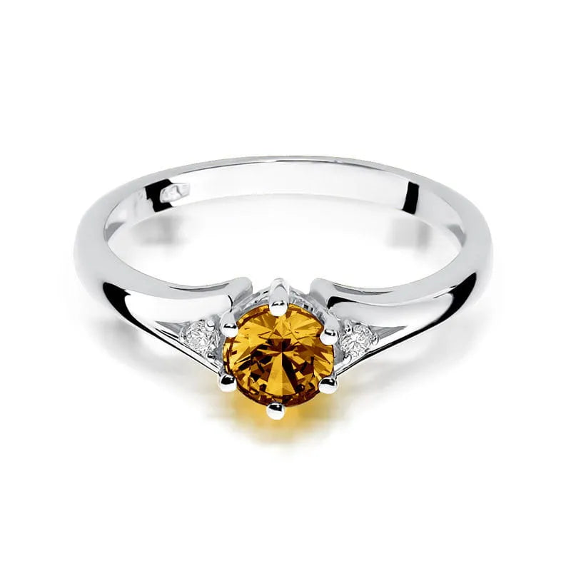zlatý prsteň s 0,50 ct citrínom a diamantmi w0076-ciy-01