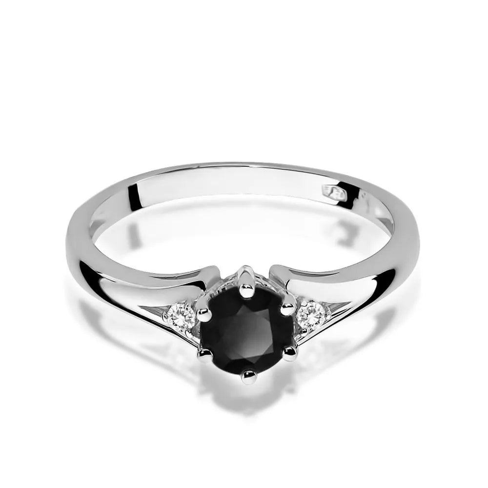 zlatý prsteň s 0,50 ct čiernym diamantom a diamantmi w0076-dib-01