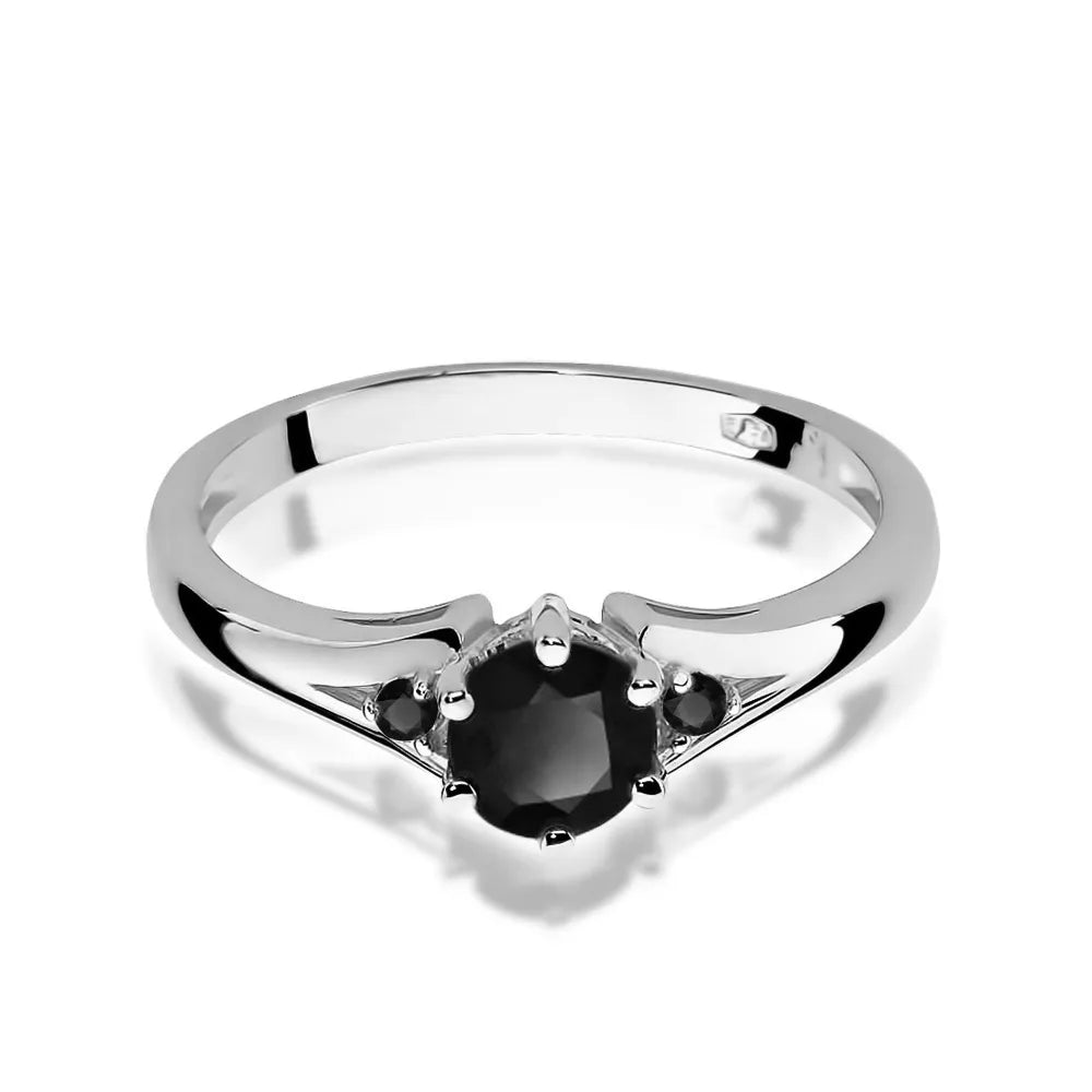 zlatý prsteň s 0,50 ct čiernym diamantom a čiernymi diamantmi w0076-dib-02