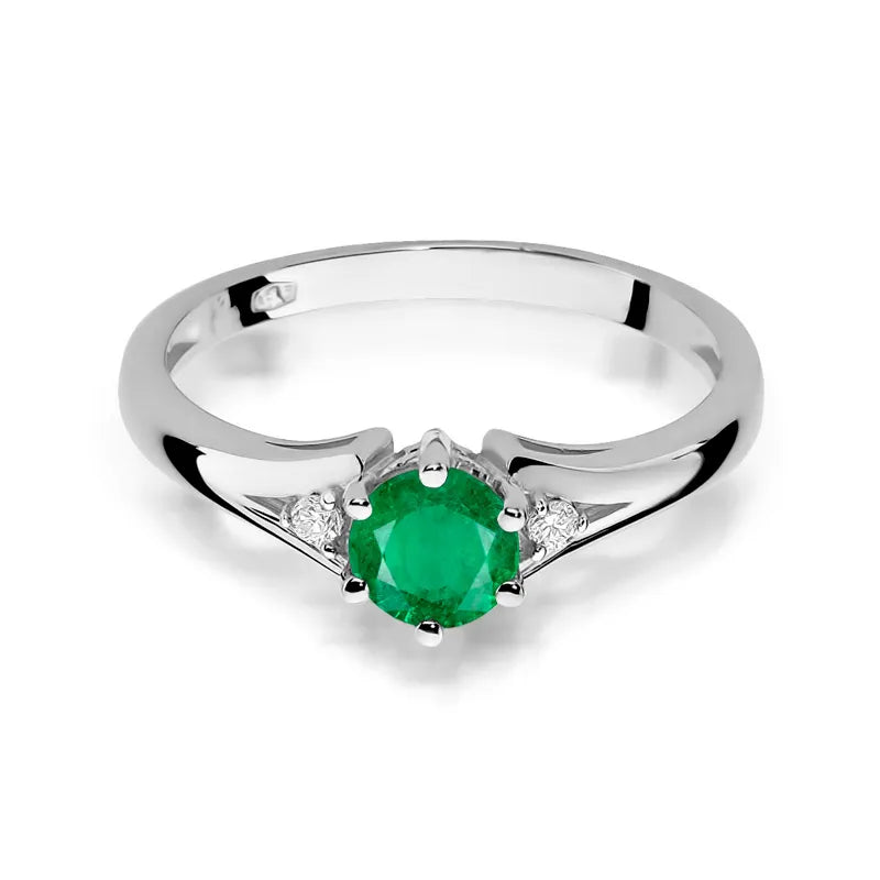 zlatý prsteň s 0,50 ct smaragdom a diamantmi w0076-emg-01