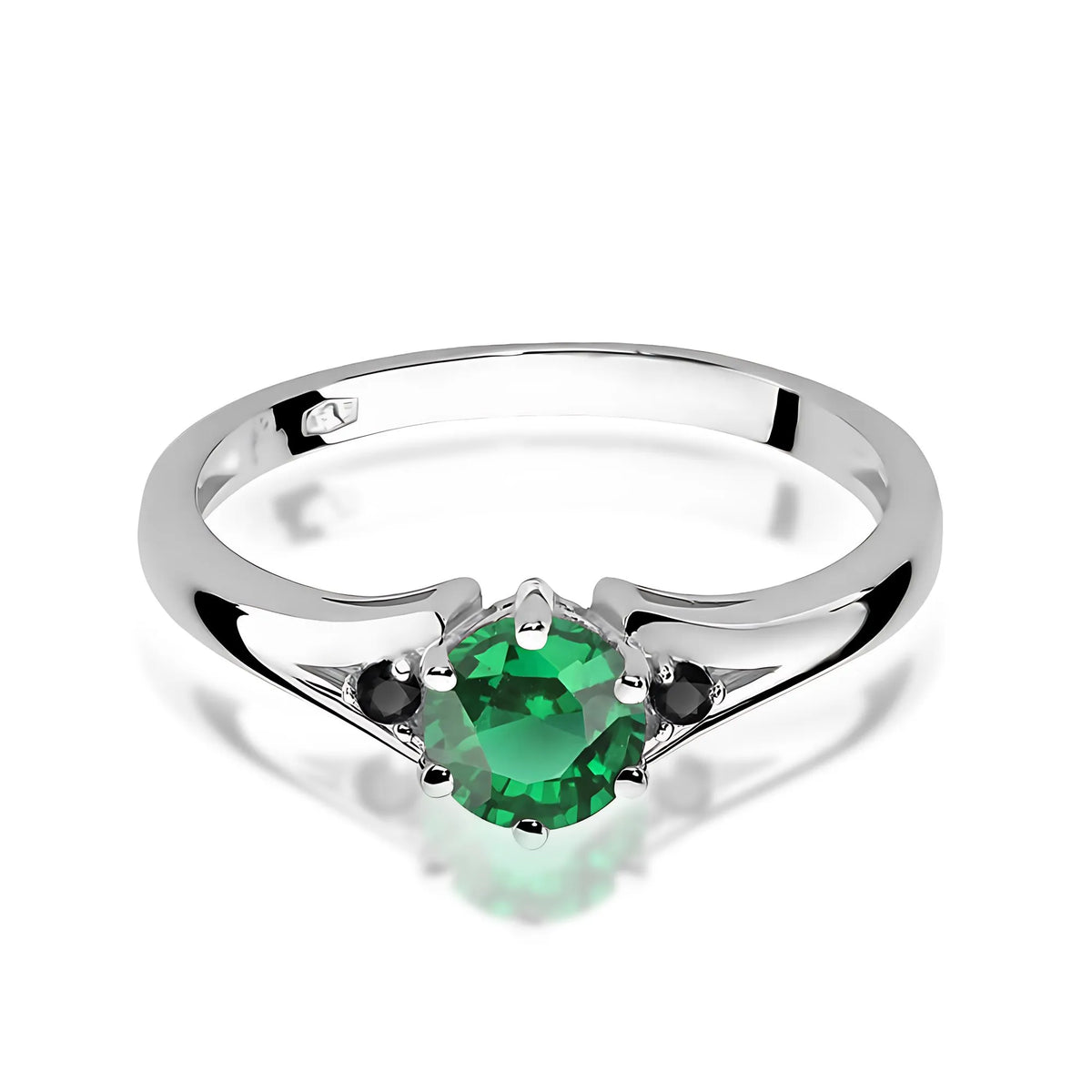 zlatý prsteň s 0,50 ct smaragdom a čiernymi diamantmi w0076-emg-02