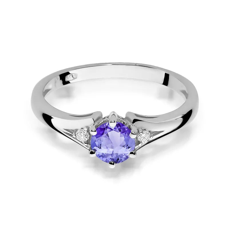 zlatý prsteň s 0,50 ct tanzanitom a diamantmi w0076-tap-01