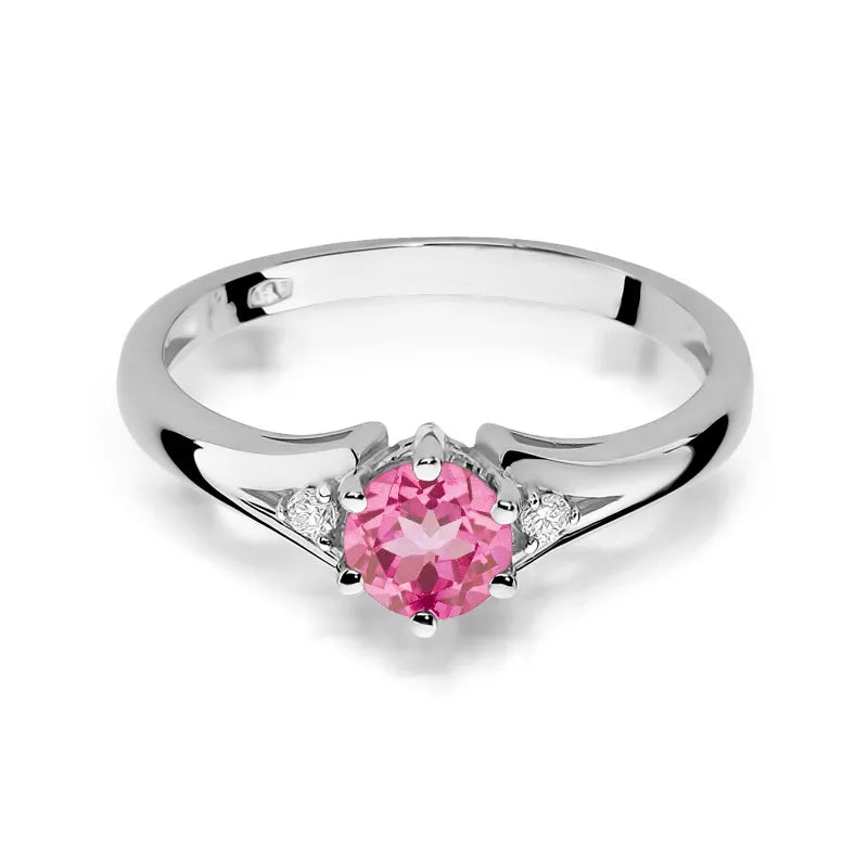 zlatý prsteň s 0,60 ct ružovým topásom a diamantmi w0076-top-01