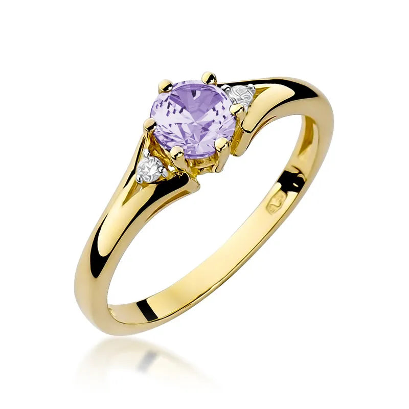 zlatý prsteň s 0,50 ct ametystom a diamantmi w0076-amv-01