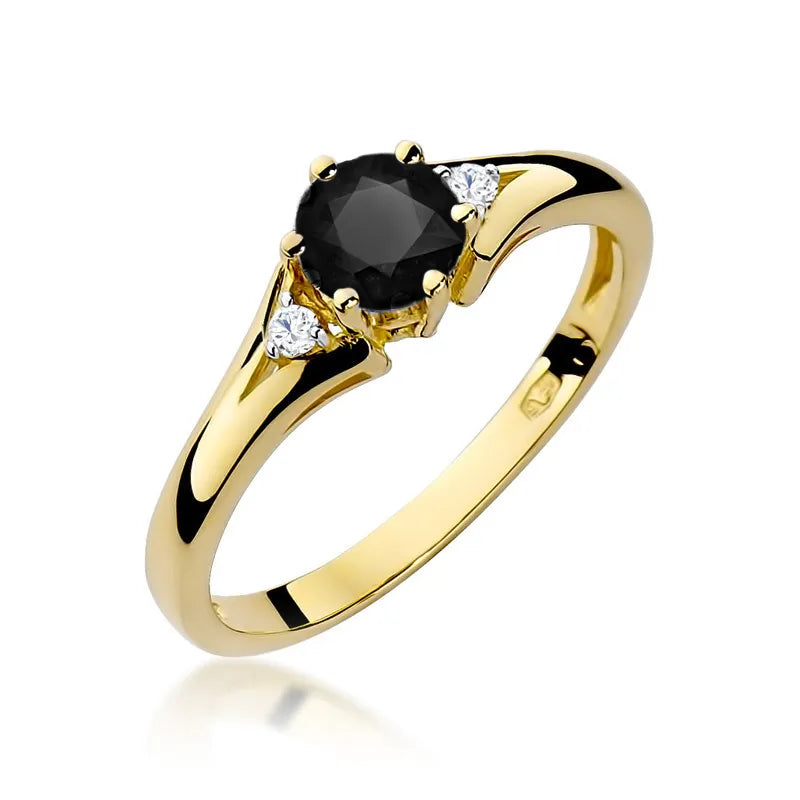zlatý prsteň s 0,50 ct čiernym diamantom a diamantmi w0076-dib-01