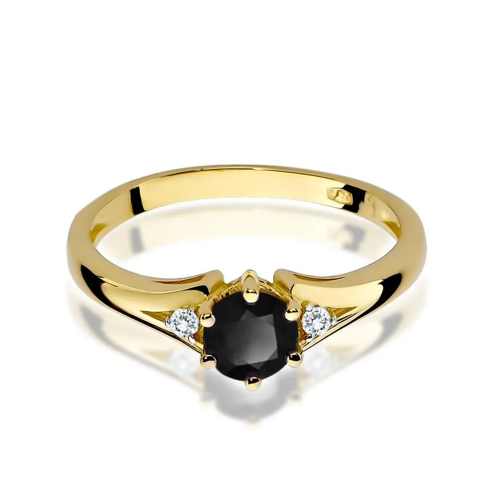 zlatý prsteň s 0,50 ct čiernym diamantom a diamantmi w0076-dib-01