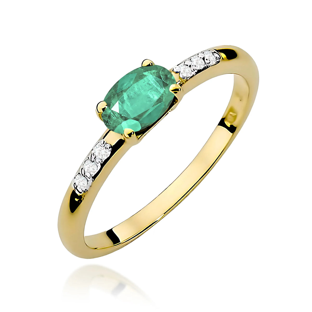zlatý prsteň s 0,40 ct smaragdom a 0,03 ct diamantmi w0077-emg-01