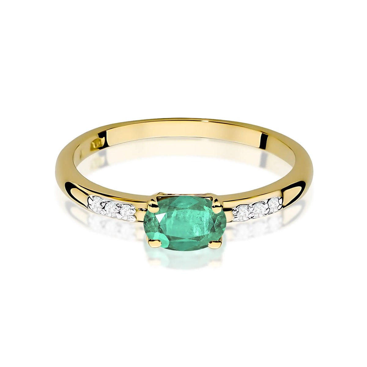 zlatý prsteň s 0,40 ct smaragdom a 0,03 ct diamantmi w0077-emg-01