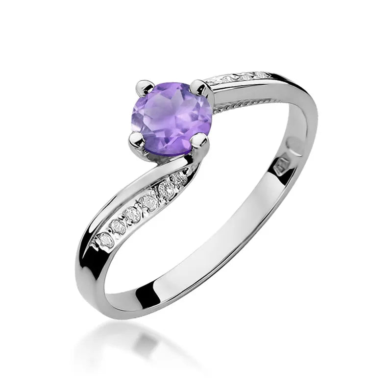 zlatý prsteň s 0,50 ct ametystom a 0,05 ct diamantmi w0084-amv-01