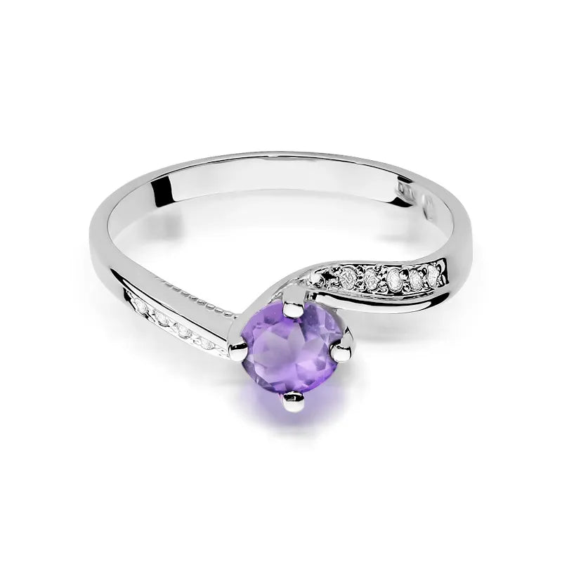 zlatý prsteň s 0,50 ct ametystom a 0,05 ct diamantmi w0084-amv-01