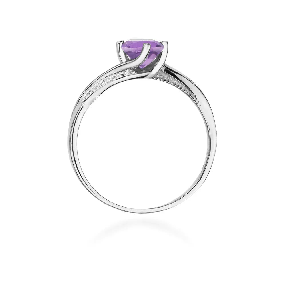 zlatý prsteň s 0,50 ct ametystom a 0,05 ct diamantmi w0084-amv-01