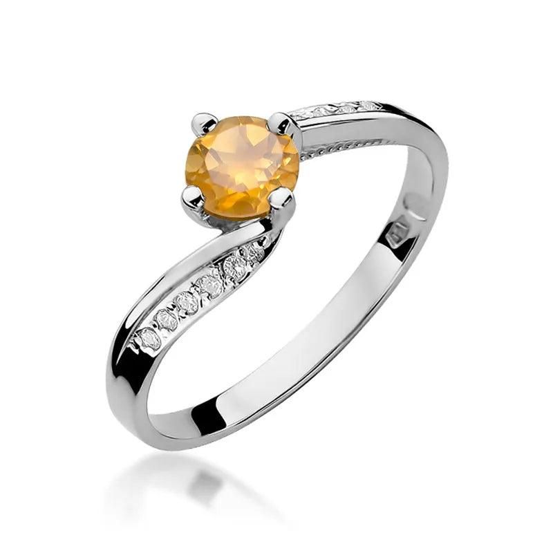 zlatý prsteň s 0,50 ct citrínom a 0,05 ct diamantmi w0084-ciy-01