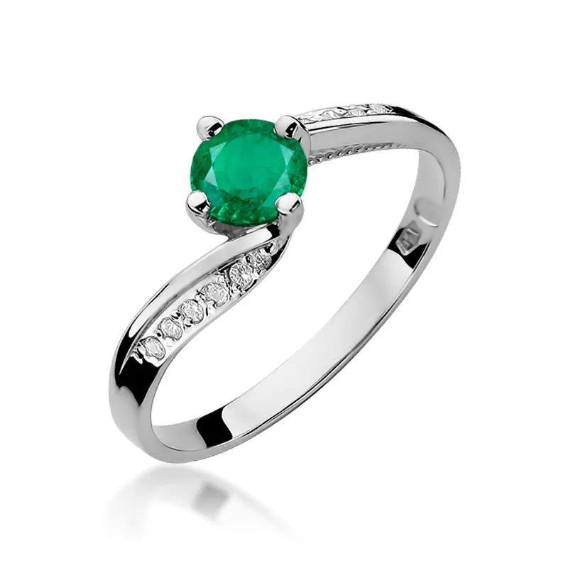 zlatý prsteň s 0,50 ct smaragdom a 0,05 ct diamantmi w0084-emg-01