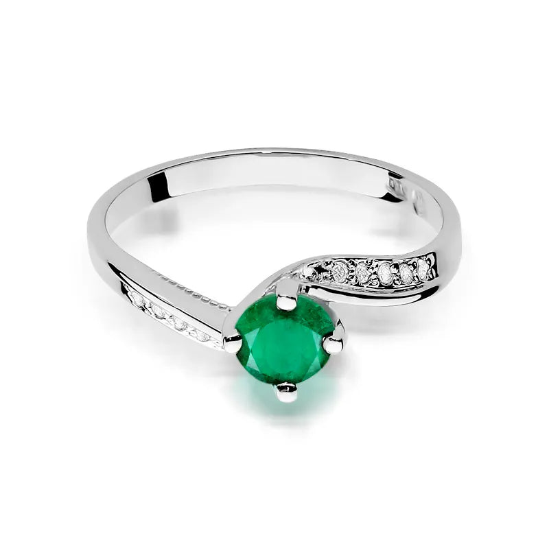 zlatý prsteň s 0,50 ct smaragdom a 0,05 ct diamantmi w0084-emg-01