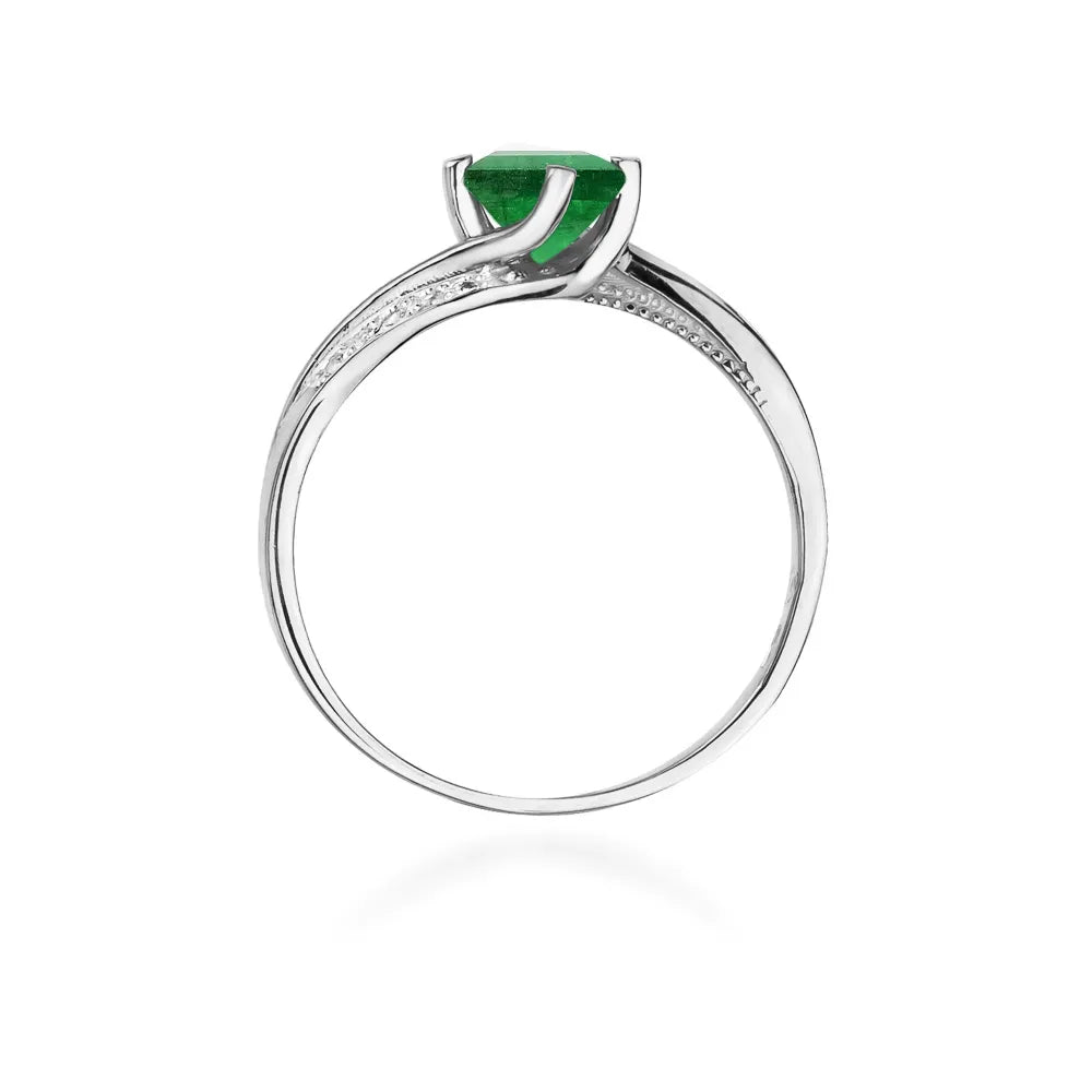 zlatý prsteň s 0,50 ct smaragdom a 0,05 ct diamantmi w0084-emg-01
