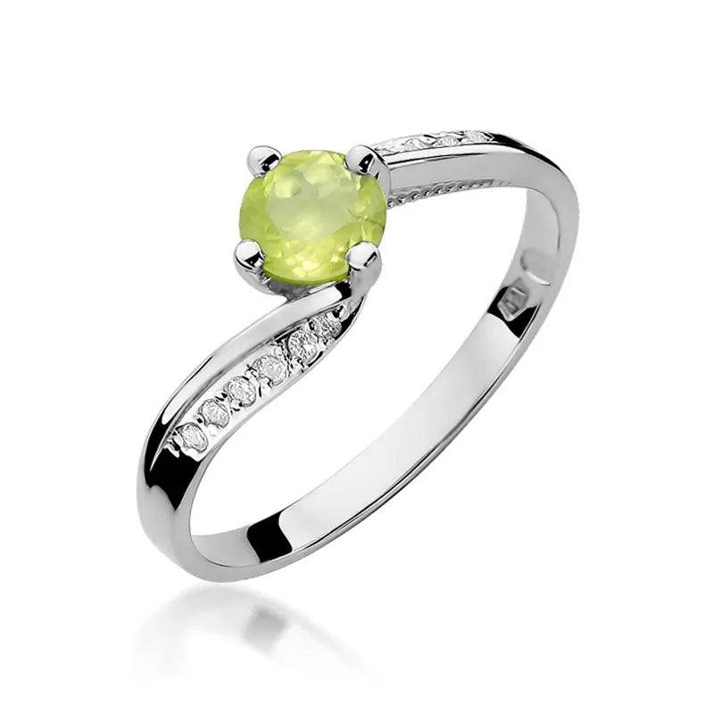 zlatý prsteň s 0,60 ct olivínom a 0,05 ct diamantmi w0084-peg-01
