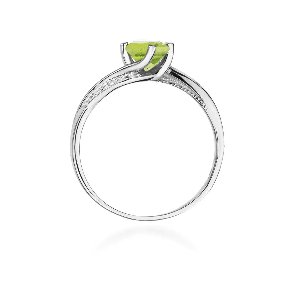 zlatý prsteň s 0,60 ct olivínom a 0,05 ct diamantmi w0084-peg-01