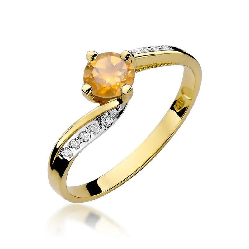 zlatý prsteň s 0,50 ct citrínom a 0,05 ct diamantmi w0084-ciy-01