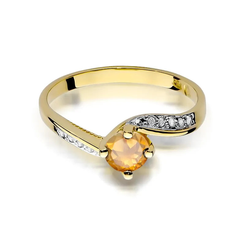 zlatý prsteň s 0,50 ct citrínom a 0,05 ct diamantmi w0084-ciy-01