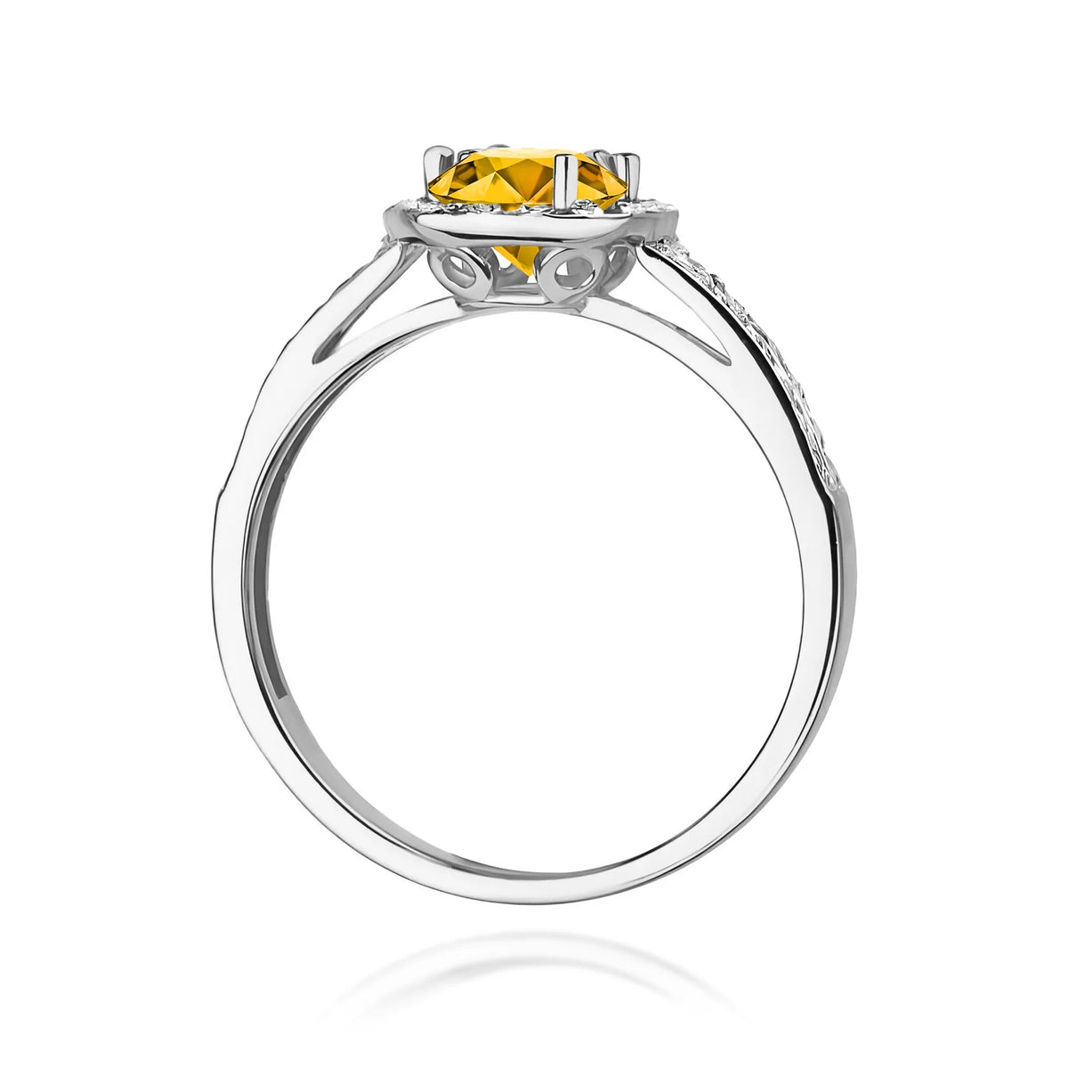 Prsteň z bieleho zlata s 0,50 ct citrínom a 0,20 ct diamantov