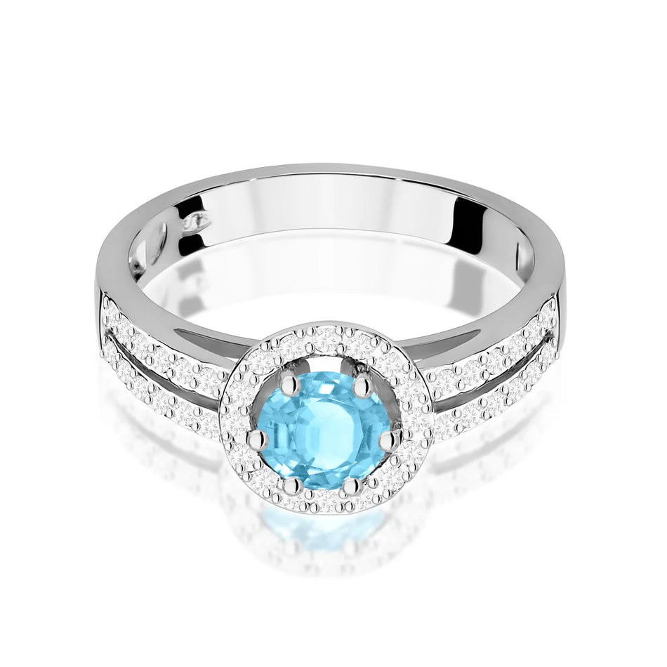 Prsteň z bieleho zlata s 0,50ct topásom a 0,20ct diamantmi