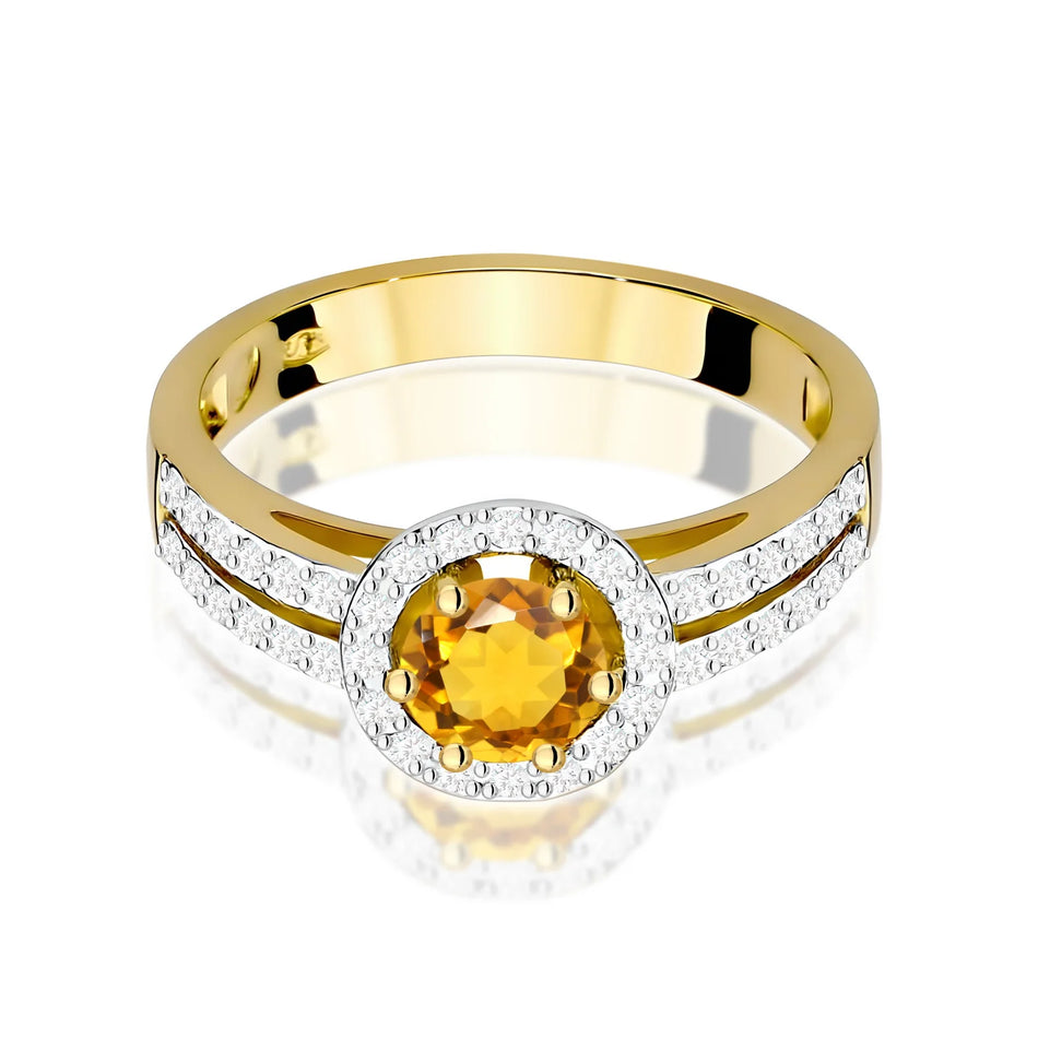 Gold Ring with 0.50ct Citrin and 0.20ct Diamonds