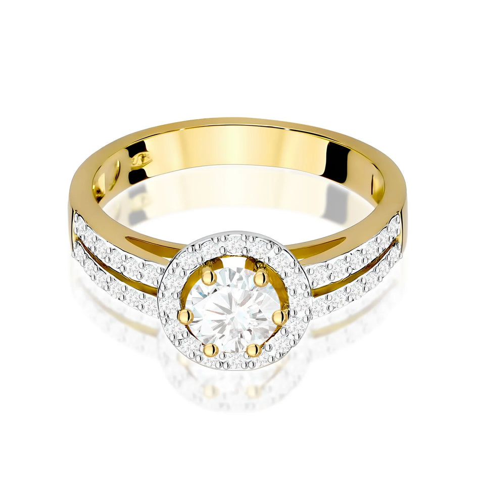 Gold Ring with Round Lab-Grown Diamond 0.50 ct and 0.20 ct