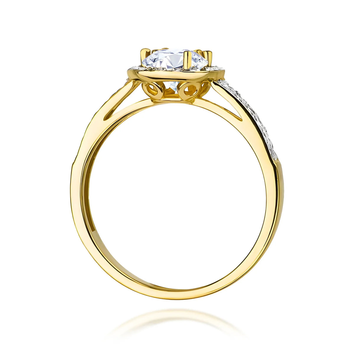 Prsteň zo žltého zlata s okrúhlym lab-grown diamantom 0,50 ct a 0,20 ct