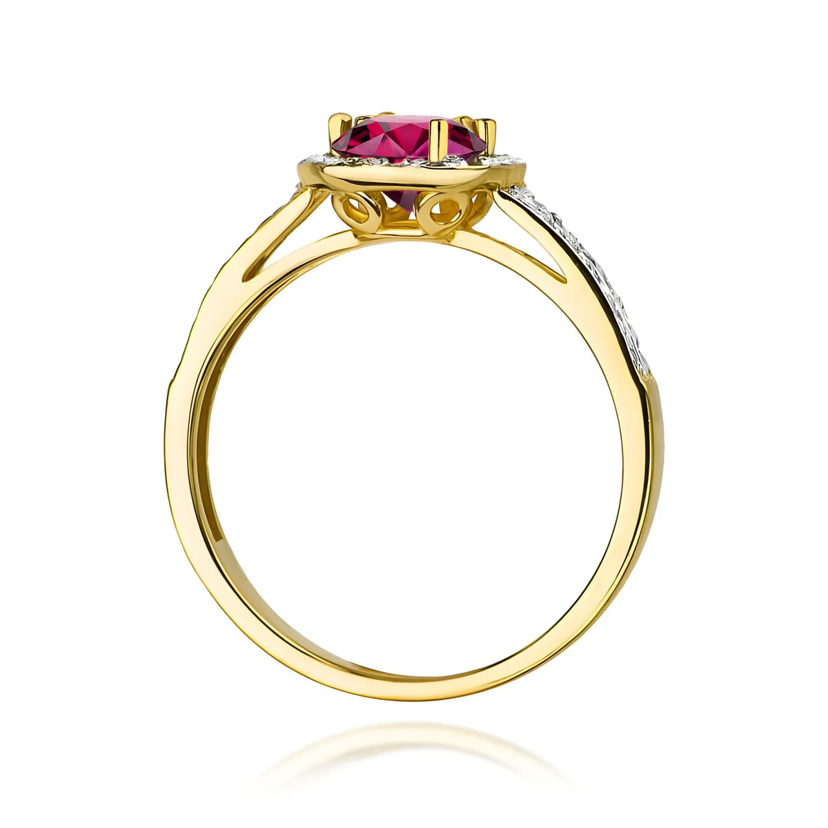 Zlatý prsteň s 0,60 ct rodolitom a 0,20 ct diamantmi