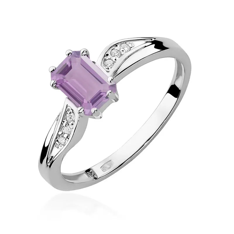 zlatý prsteň s 0,50 ct ametystom a 0,03 ct diamantmi w0094-amv-01