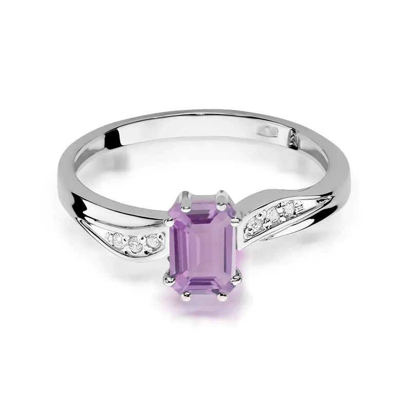 zlatý prsteň s 0,50 ct ametystom a 0,03 ct diamantmi w0094-amv-01