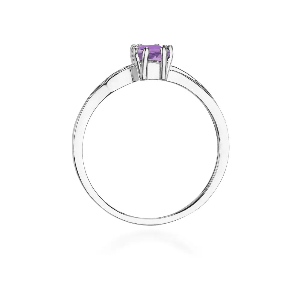 zlatý prsteň s 0,50 ct ametystom a 0,03 ct diamantmi w0094-amv-01