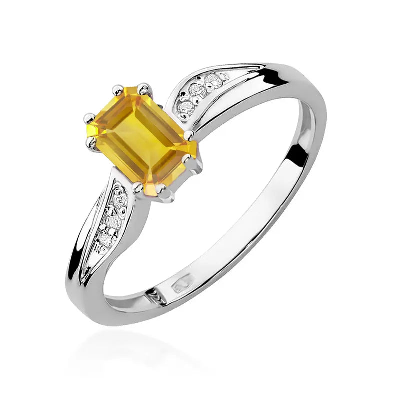 zlatý prsteň s 0,60 ct citrínom a 0,03 ct diamantmi w0094-ciy-01