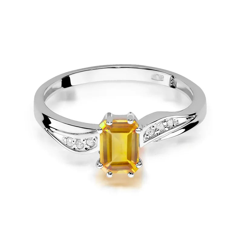 zlatý prsteň s 0,60 ct citrínom a 0,03 ct diamantmi w0094-ciy-01