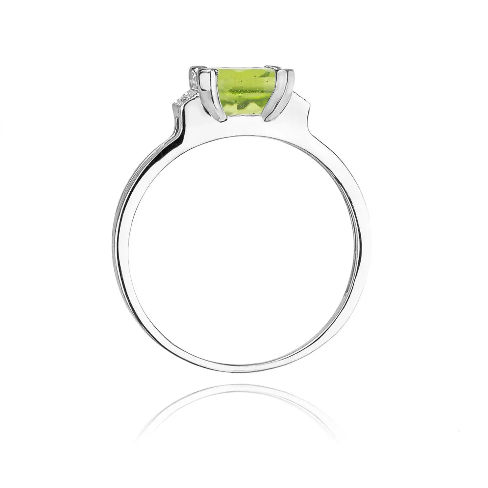 zlatý prsteň s 1,10 ct olivínom a 0,03 ct diamantmi w0103-peg-01