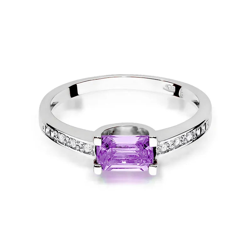 zlatý prsteň s 0,50 ct ametystom a 0,03 ct diamantmi w0105-amv-01