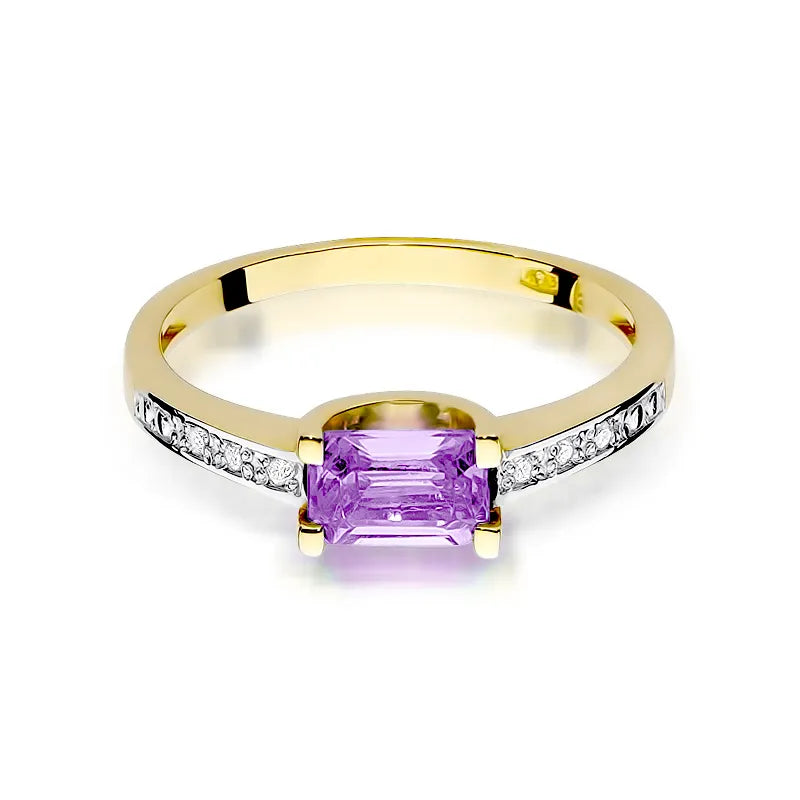 zlatý prsteň s 0,50 ct ametystom a 0,03 ct diamantmi w0105-amv-01