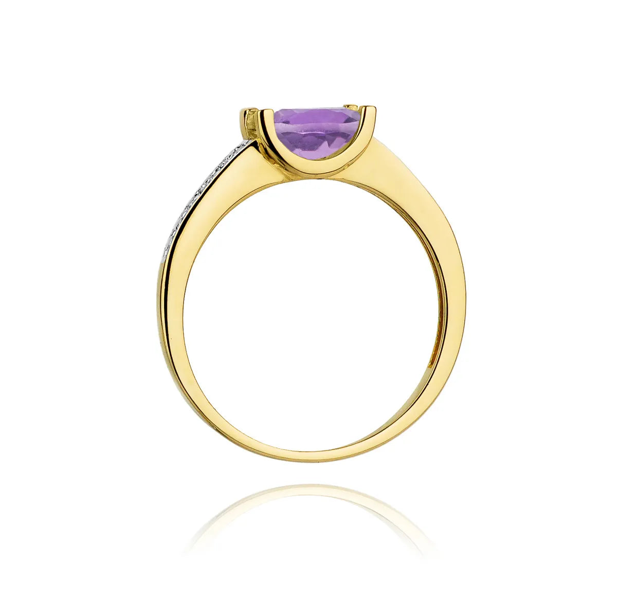 zlatý prsteň s 0,50 ct ametystom a 0,03 ct diamantmi w0105-amv-01