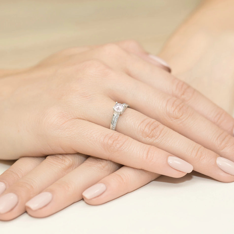 White Gold Ring with 0.60ct White Sapphire and 0.03ct Diamonds