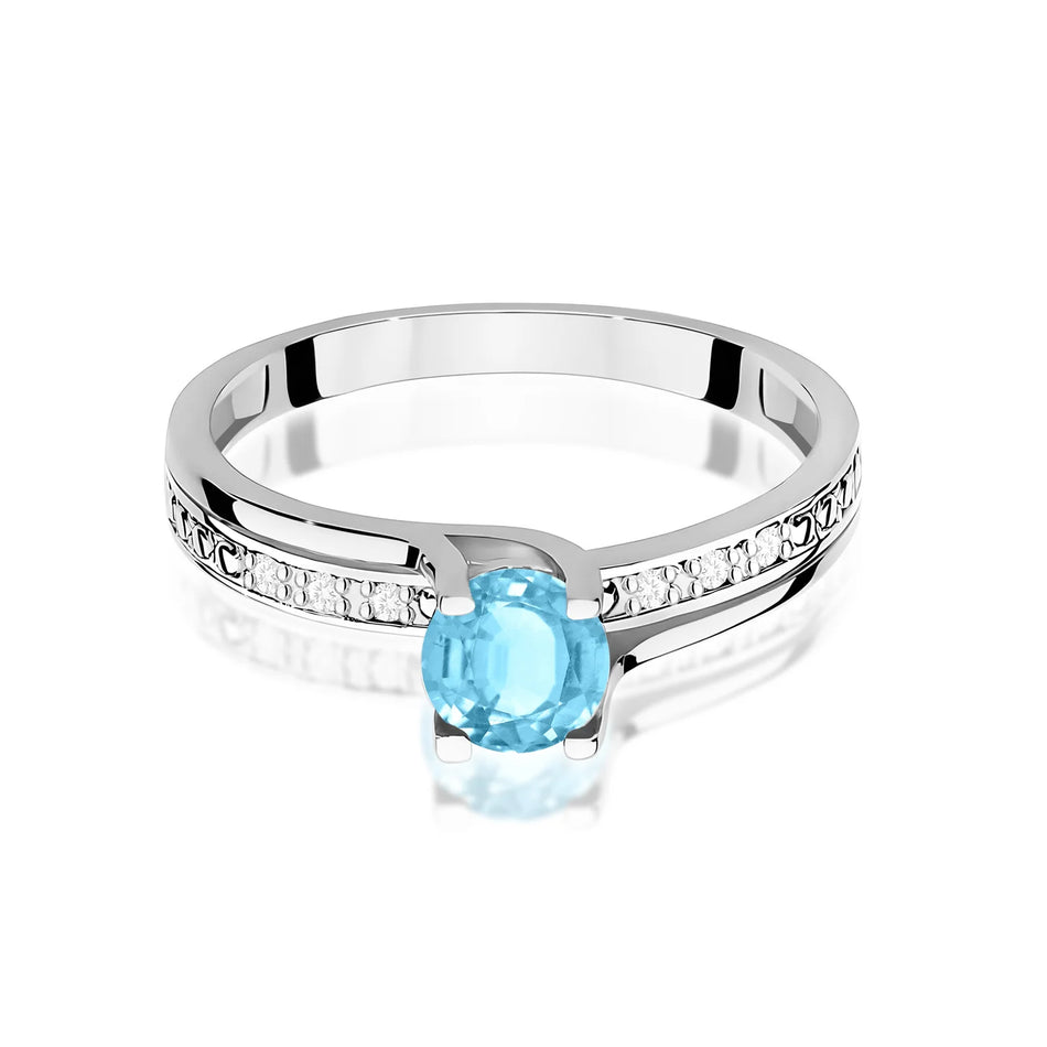 Prsteň z bieleho zlata s topásom 0,50 ct a diamantmi 0,03 ct